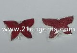 NGC309 22*30mm carved butterfly agate gemstone connectors