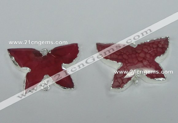 NGC309 22*30mm carved butterfly agate gemstone connectors