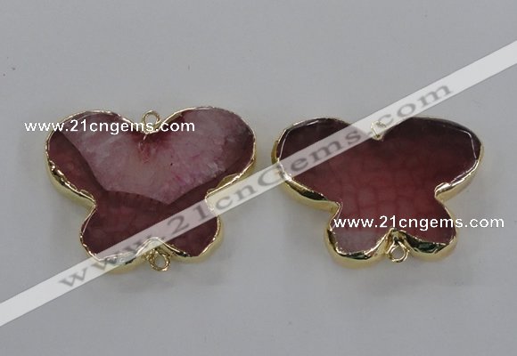 NGC317 30*38mm butterfly agate gemstone connectors wholesale