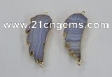 NGC322 16*35mm - 18*38mm wing-shaped agate gemstone connectors