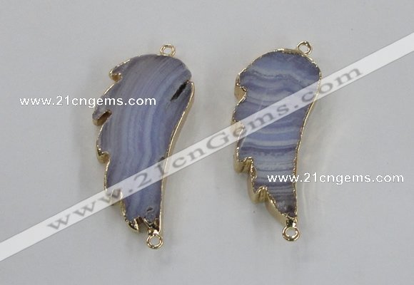 NGC322 16*35mm - 18*38mm wing-shaped agate gemstone connectors