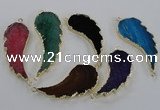 NGC324 18*40mm - 22*55mm wing-shaped agate gemstone connectors