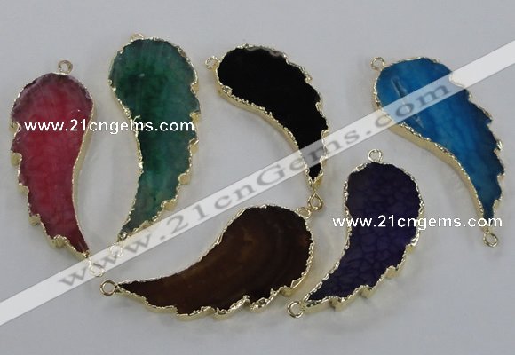 NGC324 18*40mm - 22*55mm wing-shaped agate gemstone connectors