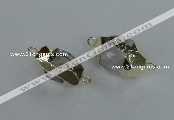 NGC337 15*20mm - 18*25mm faceted nuggets white crystal connectors