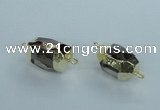 NGC341 15*20mm - 18*25mm faceted nuggets smoky quartz connectors