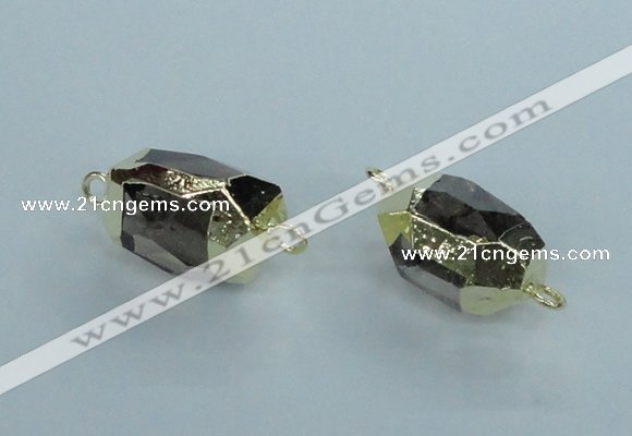 NGC341 15*20mm - 18*25mm faceted nuggets smoky quartz connectors