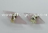 NGC347 18*30mm - 15*45mm faceted bicone rose quartz connectors