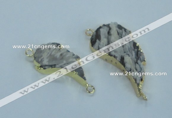 NGC365 18*30mm - 25*45mm wing-shaped agate gemstone connectors