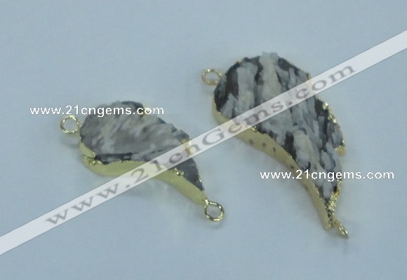 NGC365 18*30mm - 25*45mm wing-shaped agate gemstone connectors