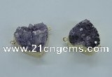 NGC370 23*25mm - 30*32mm heart druzy amethyst gemstone connectors