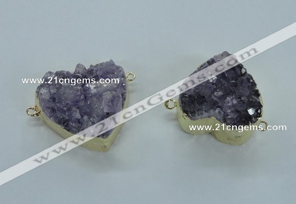 NGC370 23*25mm - 30*32mm heart druzy amethyst gemstone connectors