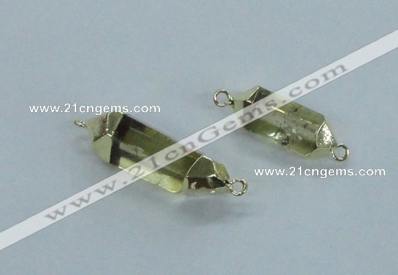 NGC373 10*25mm - 12*30mm faceted nuggets lemon quartz connectors