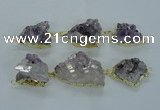 NGC375 20*25mm - 25*30mm freeform druzy amethyst connectors