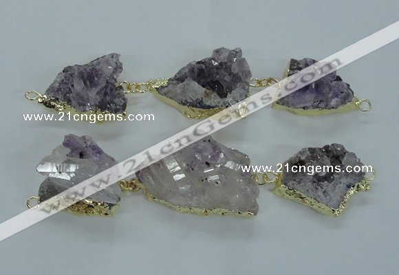 NGC375 20*25mm - 25*30mm freeform druzy amethyst connectors