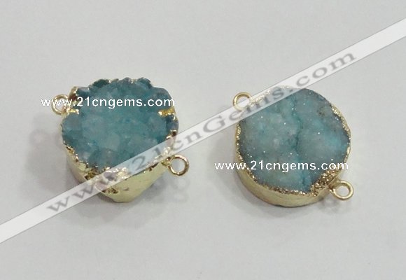 NGC378 20mm coin druzy agate gemstone connectors wholesale