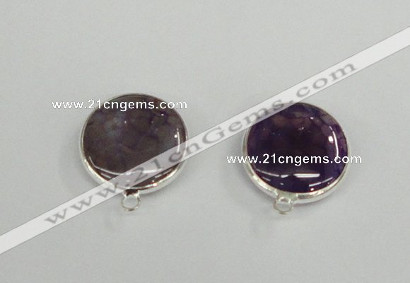 NGC380 18mm flat round agate gemstone connectors wholesale