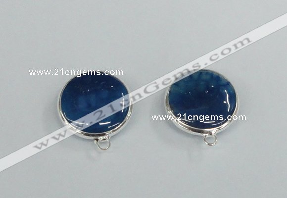 NGC381 18mm flat round agate gemstone connectors wholesale