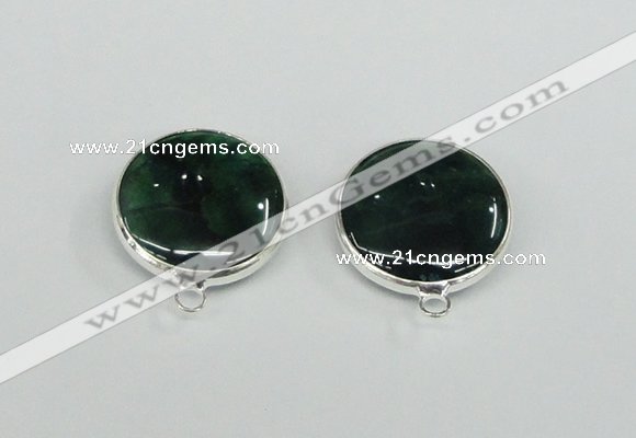 NGC383 18mm flat round agate gemstone connectors wholesale