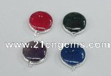 NGC384 18mm flat round agate gemstone connectors wholesale