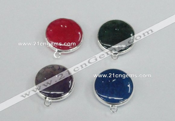 NGC384 18mm flat round agate gemstone connectors wholesale