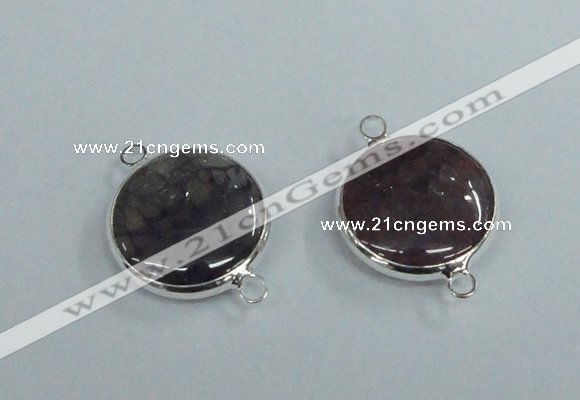 NGC385 18mm flat round agate gemstone connectors wholesale