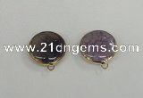 NGC391 18mm flat round agate gemstone connectors wholesale