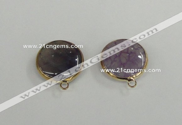 NGC391 18mm flat round agate gemstone connectors wholesale