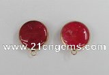 NGC392 18mm flat round agate gemstone connectors wholesale