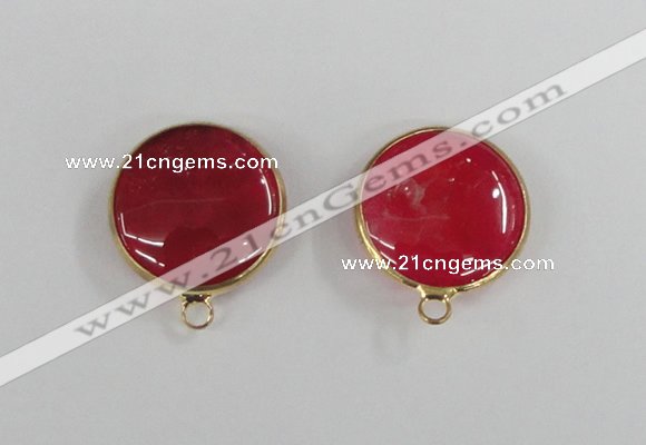 NGC392 18mm flat round agate gemstone connectors wholesale