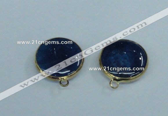 NGC393 18mm flat round agate gemstone connectors wholesale