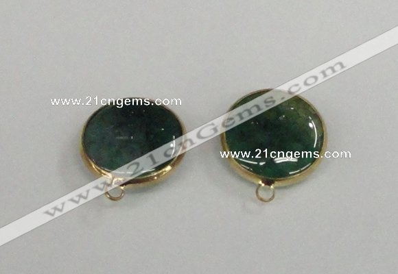 NGC394 18mm flat round agate gemstone connectors wholesale