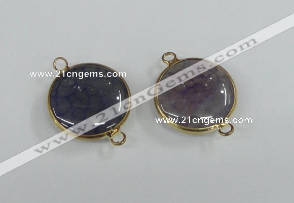 NGC396 18mm flat round agate gemstone connectors wholesale