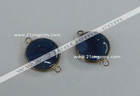 NGC398 18mm flat round agate gemstone connectors wholesale