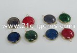 NGC400 18mm flat round agate gemstone connectors wholesale