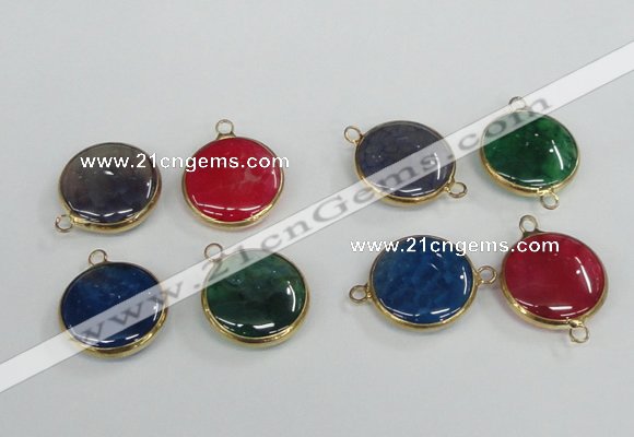 NGC400 18mm flat round agate gemstone connectors wholesale