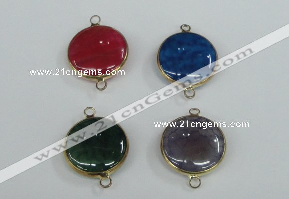 NGC401 18mm flat round agate gemstone connectors wholesale