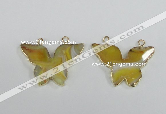 NGC406 30*40mm butterfly agate gemstone connectors wholesale