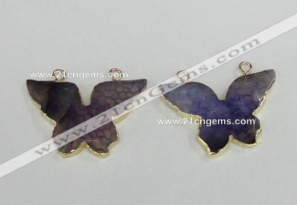NGC407 30*40mm butterfly agate gemstone connectors wholesale