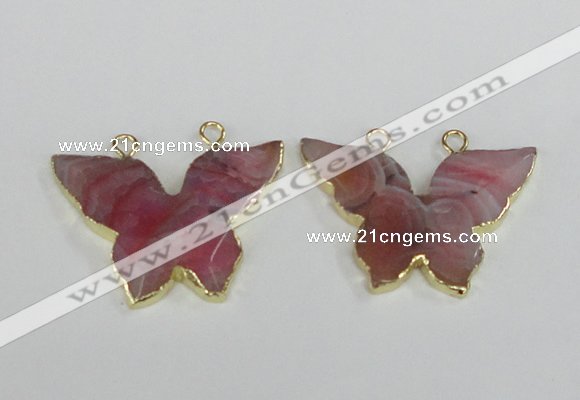 NGC408 30*40mm butterfly agate gemstone connectors wholesale