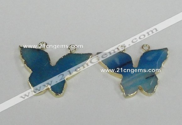 NGC409 30*40mm butterfly agate gemstone connectors wholesale