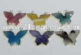 NGC411 30*40mm butterfly agate gemstone connectors wholesale