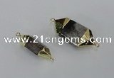 NGC414 10*25mm - 15*35mm faceted nuggets green phantom quartz connectors