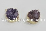 NGC419 20mm coin druzy amethyst gemstone connectors wholesale