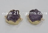 NGC420 25mm coin druzy amethyst gemstone connectors wholesale