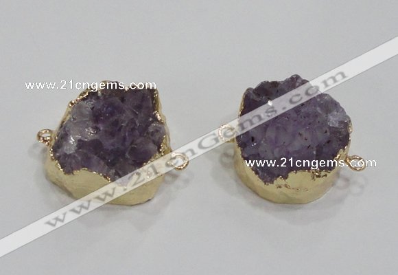 NGC420 25mm coin druzy amethyst gemstone connectors wholesale