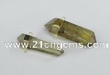 NGC422 12*45mm - 15*50mm faceted nuggets lemon quartz connectors