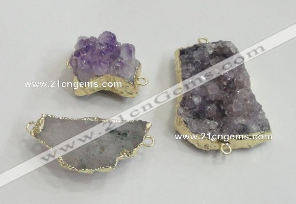 NGC438 20*25mm - 25*30mm freeform druzy amethyst gemstone connectors