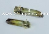 NGC443 13*50mm - 15*65mm faceted nuggets lemon quartz connectors