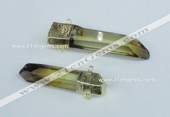 NGC443 13*50mm - 15*65mm faceted nuggets lemon quartz connectors