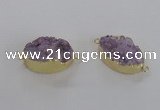 NGC472 20*30mm oval druzy agate gemstone connectors wholesale